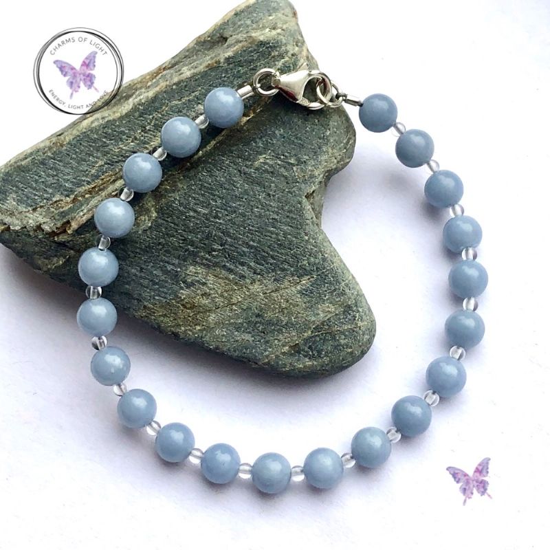 Angelite & Crystal Quartz Healing Bracelet